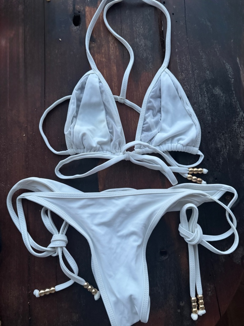 White Triangle String Bikini Set - Women Swim